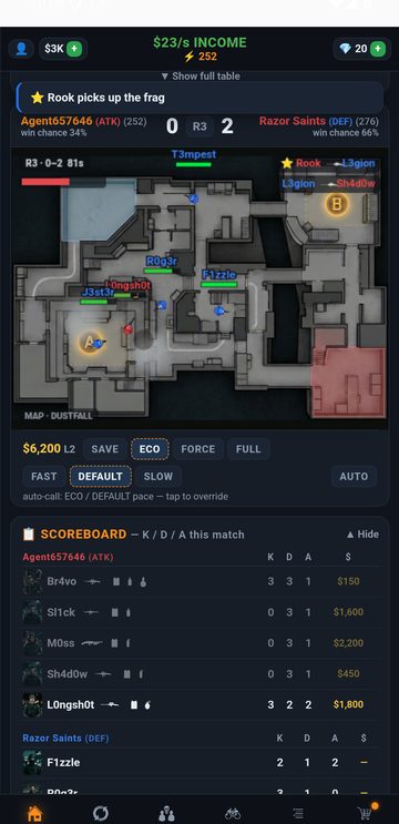 Strike-Command match simulation