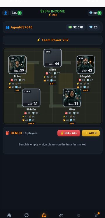 Strike-Command team formation screen